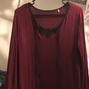 Maroon and black shirt
